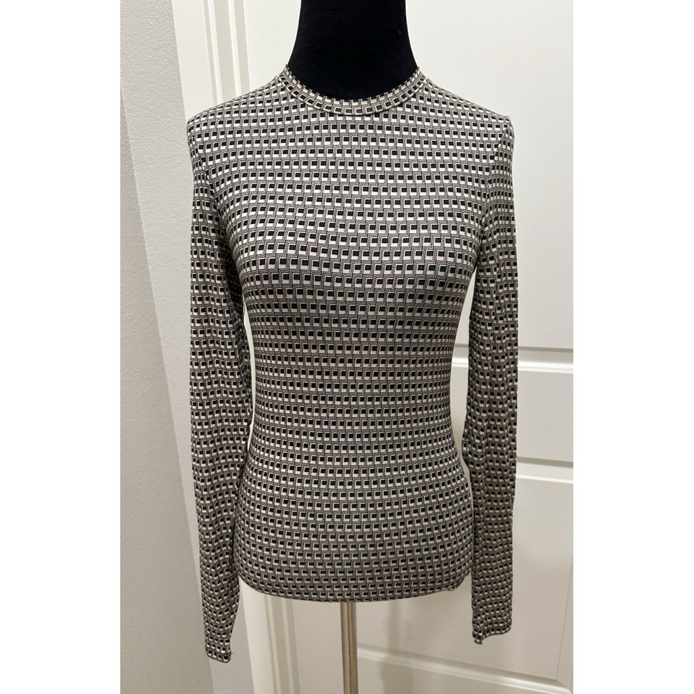 COS SECOND-SKIN LONG-SLEEVED TOP Size XS Black White Geometric